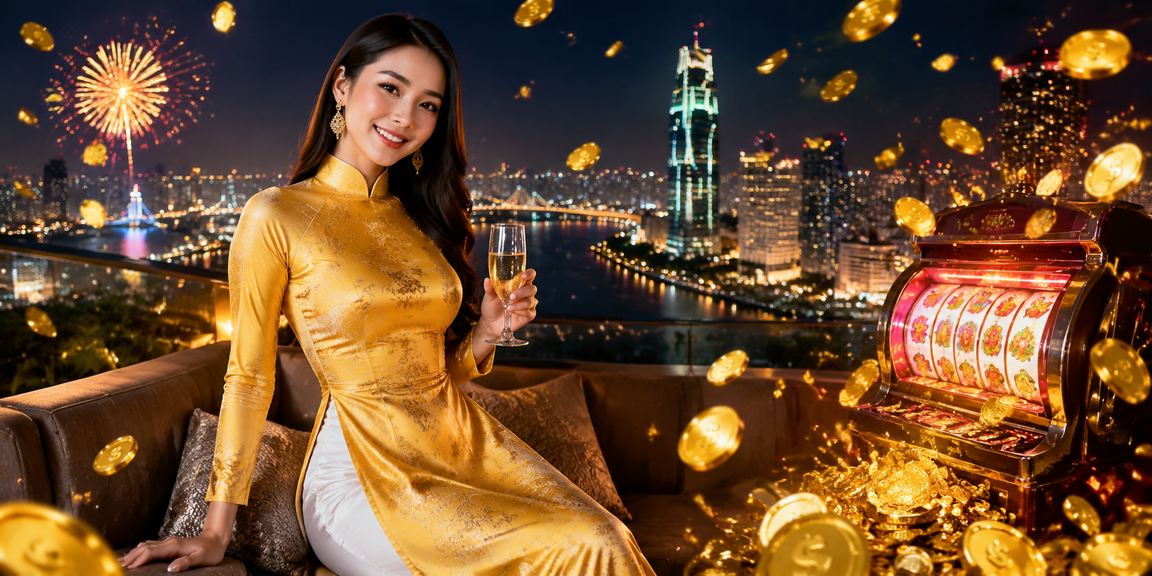Người chơi tại TP. Hồ Chí Minh thử slot game trực tuyến với áo dài truyền thống